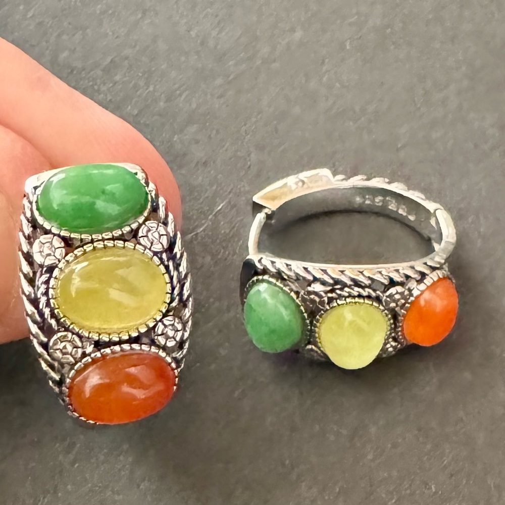 Sterling Silver Multi-Stone jadeite hoop earrings